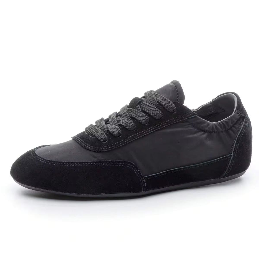 Genuine Leather Comfortable Casual Shoes Lace-Up Color-Blocking Women's Sports Sneakers